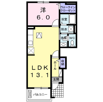 アバンツァート 西島(1LDK/1階)の間取り写真