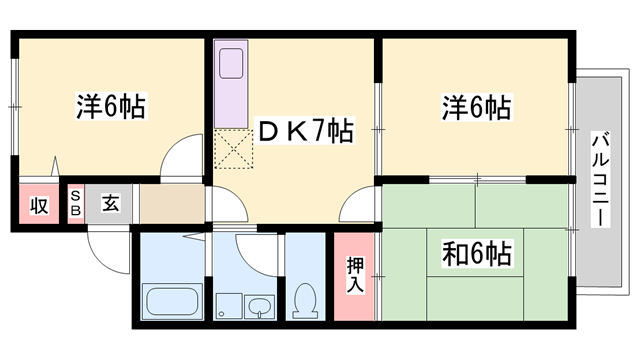 プレズントハイツ(3DK/2階)の間取り写真