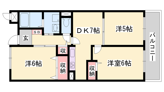 シャルマン今宿(3DK/1階)の間取り写真