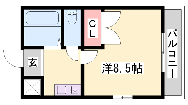 滝野社レジデンス(1K/2階)の間取り写真