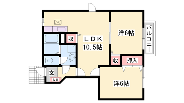 ロシェラシーヌ(2LDK/1階)の間取り写真