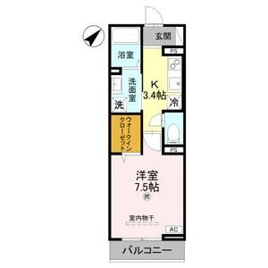 レジデンス尾上町(1K/2階)の間取り写真