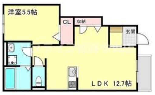 ハイムレトア飾東B(1LDK/1階)の間取り写真