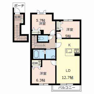 MASTCOURT加古川南(3LDK/2階)の間取り写真