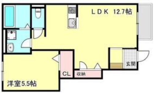 ハイムレトア飾東B(1LDK/1階)の間取り写真