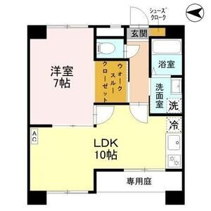 土井ハイツ北条口(1LDK/1階)の間取り写真