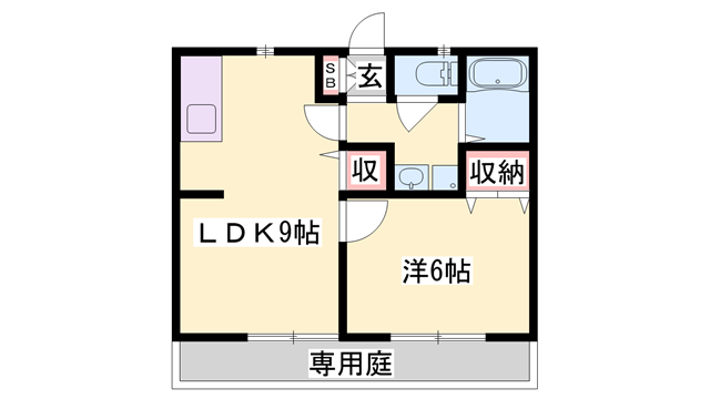 サニーコート柳ヶ坪(1LDK/2階)の間取り写真