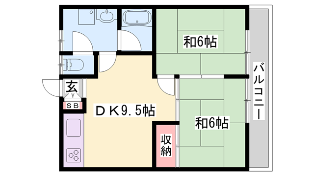 ハイツ幸(2DK/地下階)の間取り写真