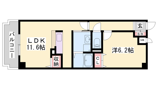 いちご館Ⅱ(1LDK/2階)の間取り写真