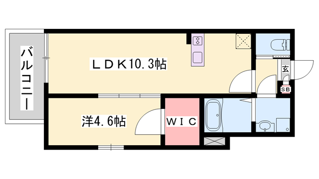 ジーメゾン明石スフィリア(1LDK/2階)の間取り写真