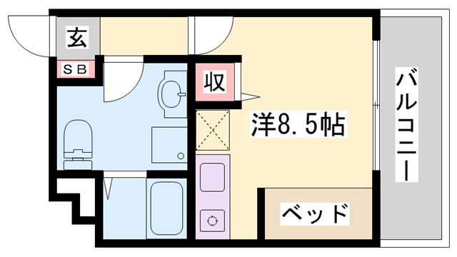 プライム英賀保(ワンルーム/6階)の間取り写真