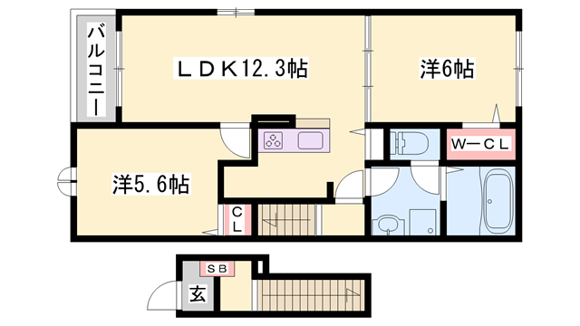 グランデフォルトーネA(2LDK/2階)の間取り写真
