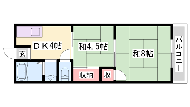 中津アパート(2DK/2階)の間取り写真