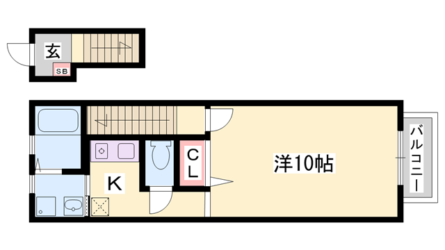 山陽本線 英賀保駅 徒歩30分 2階建 築17年(1K/2階)の間取り写真
