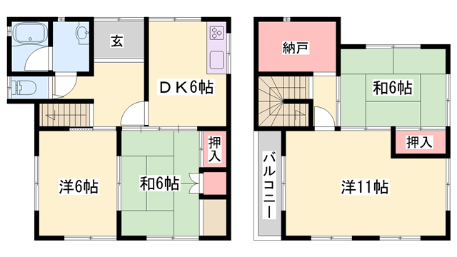 山陽電気鉄道本線 白浜の宮駅 徒歩8分 2階建 築53年(4SDK)の間取り写真