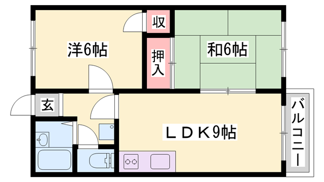 ハイツパークス(2LDK/2階)の間取り写真