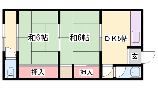富士ハイツ(2DK/1階)の間取り写真
