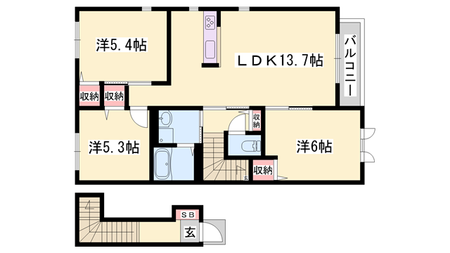 ファミール桜(3LDK/2階)の間取り写真