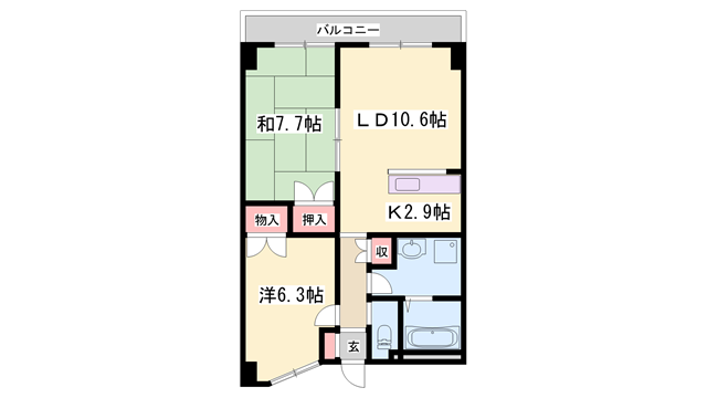 東加古川ミオ(2LDK/2階)の間取り写真