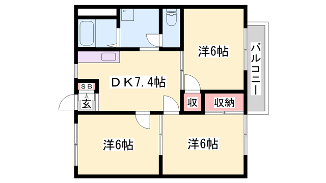 メゾン白国2号(3DK/2階)の間取り写真