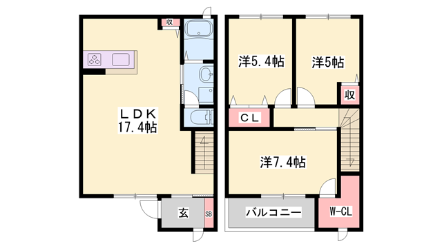 モンテローザ(3LDK/2階)の間取り写真
