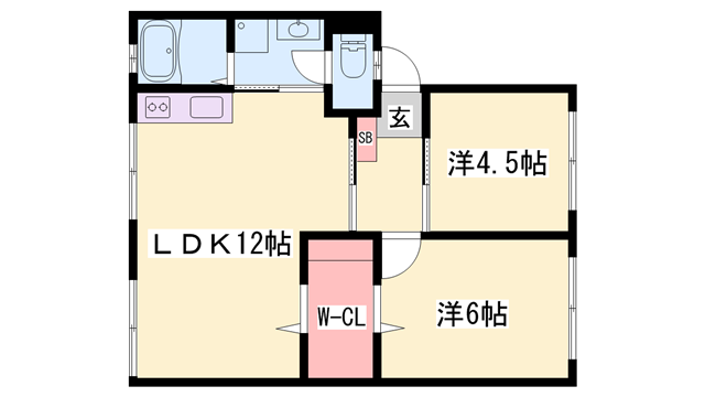 ハイツしらさぎA棟(2LDK/1階)の間取り写真