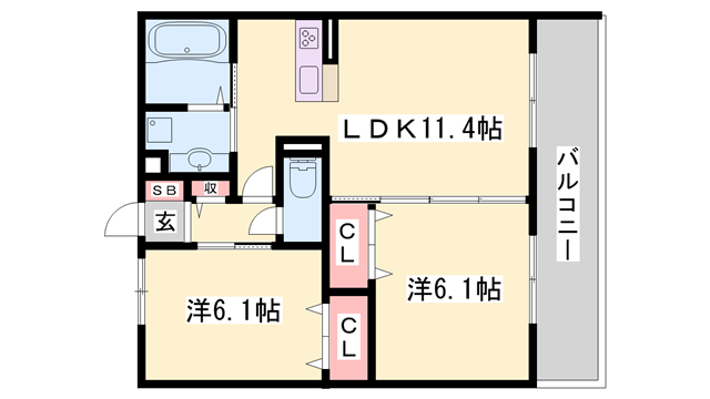 ベルフォーレⅡ(2LDK/3階)の間取り写真