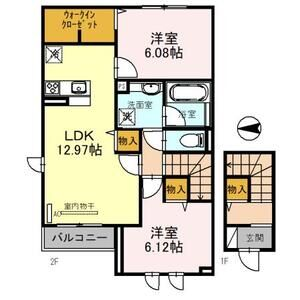 ピノコートD(2LDK/1階)の間取り写真