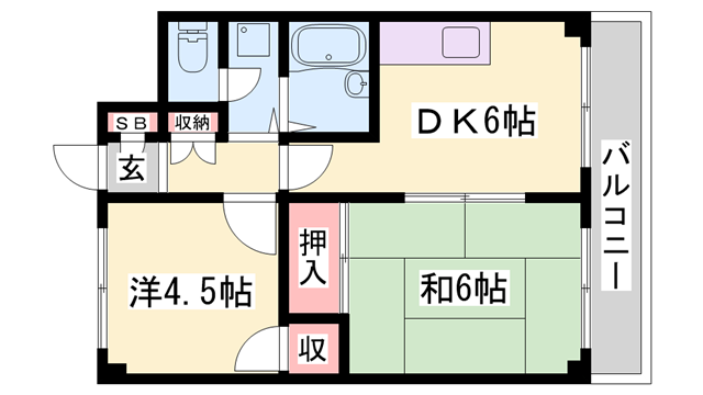 第14サンライズイトウ(2DK/3階)の間取り写真