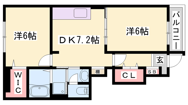 コスモグレイスA(2DK/1階)の間取り写真