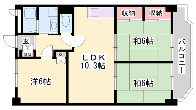 第二コーポ学苑(3LDK/3階)の間取り写真