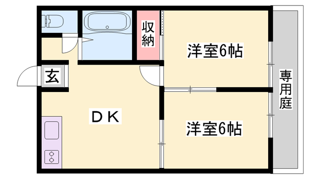 エステートピア国分寺 B棟(2DK/2階)の間取り写真