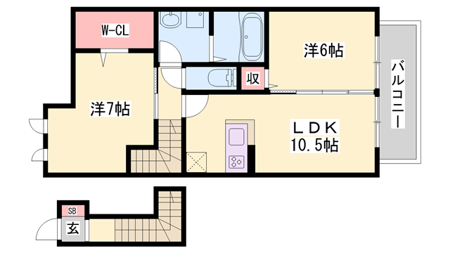 クレシアTH(2LDK/2階)の間取り写真