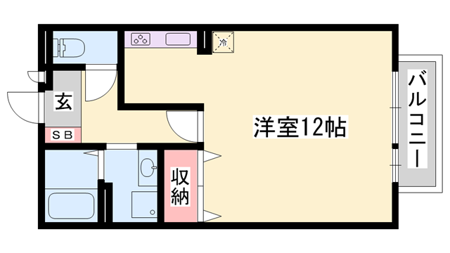 グレイスフル土山東(ワンルーム/1階)の間取り写真