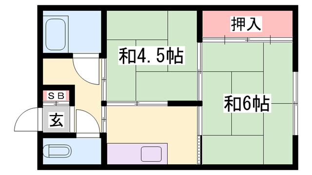 松和荘(2K/2階)の間取り写真