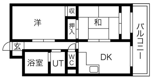 ドルチェヴィータ姫路(2DK/3階)の間取り写真