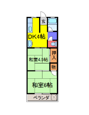 ヒラタコーポ(2DK/4階)の間取り写真