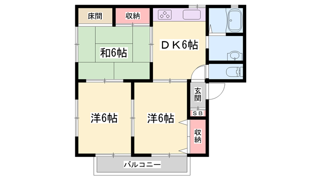 コーポナワテ(3DK/2階)の間取り写真