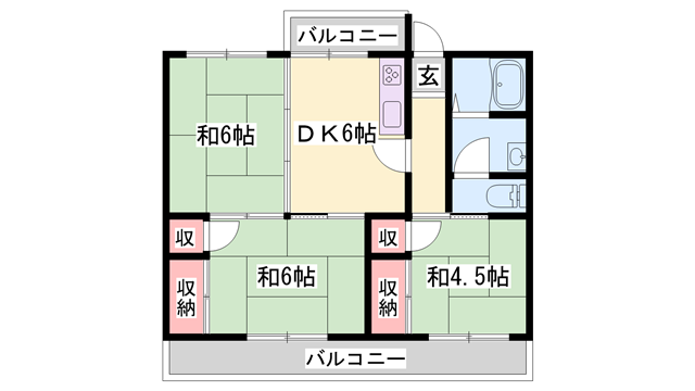 レジデンス赤穂御崎 A棟(3DK/2階)の間取り写真