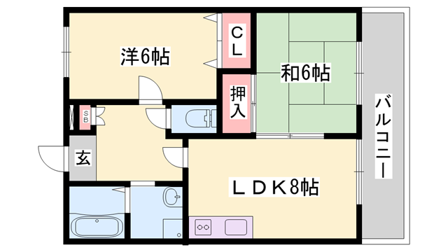 アリアコート(2LDK/1階)の間取り写真
