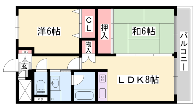 フレグランス大日(2LDK/1階)の間取り写真