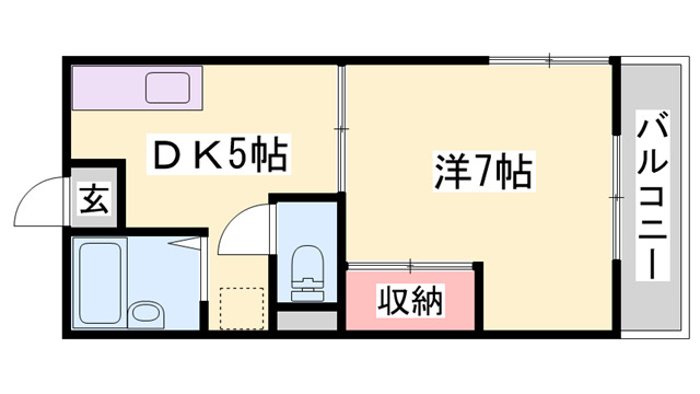 メゾン澤田 D棟(1DK/2階)の間取り写真