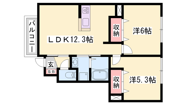 ベルシンフォニー(2LDK/1階)の間取り写真