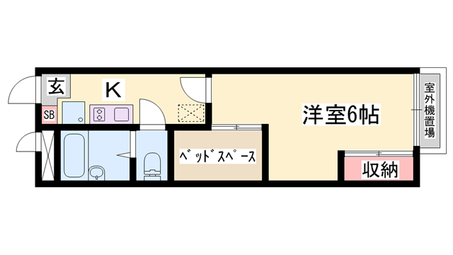 播但線 野里駅 徒歩5分 2階建 築21年(1K/1階)の間取り写真
