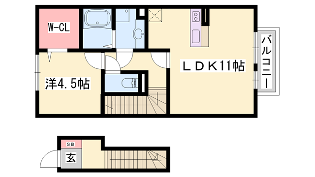 セジュール プランドール A棟(1LDK/2階)の間取り写真