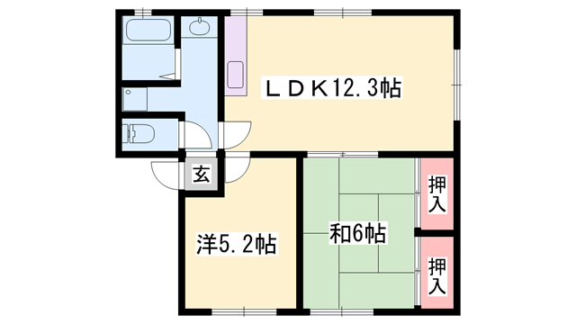 エクセルハイム天満(2LDK/1階)の間取り写真