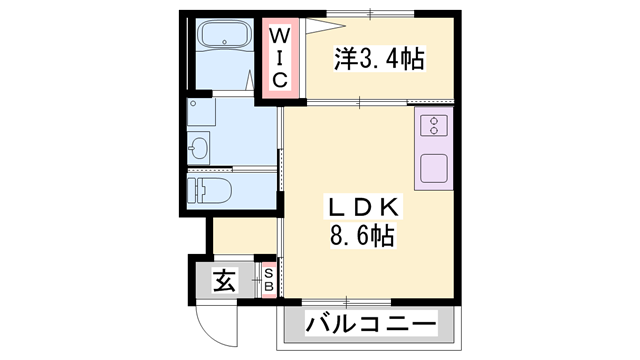 ひまわりⅠ(1LDK/1階)の間取り写真