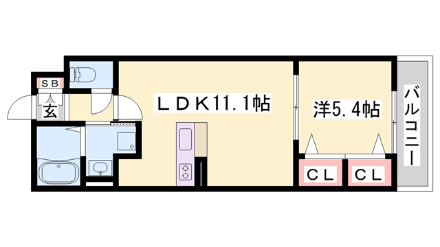 MISTRAL東姫路駅前(1LDK/2階)の間取り写真