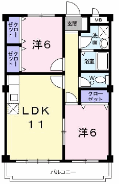 ベルエトワール(2LDK/3階)の間取り写真