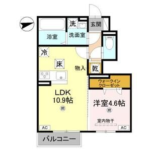 リアン平松 A棟(1LDK/1階)の間取り写真